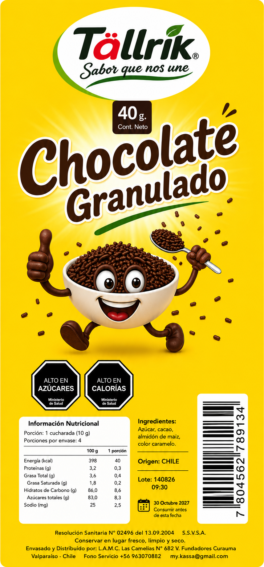 Etiqueta de Chocolate granulado Tallrik
